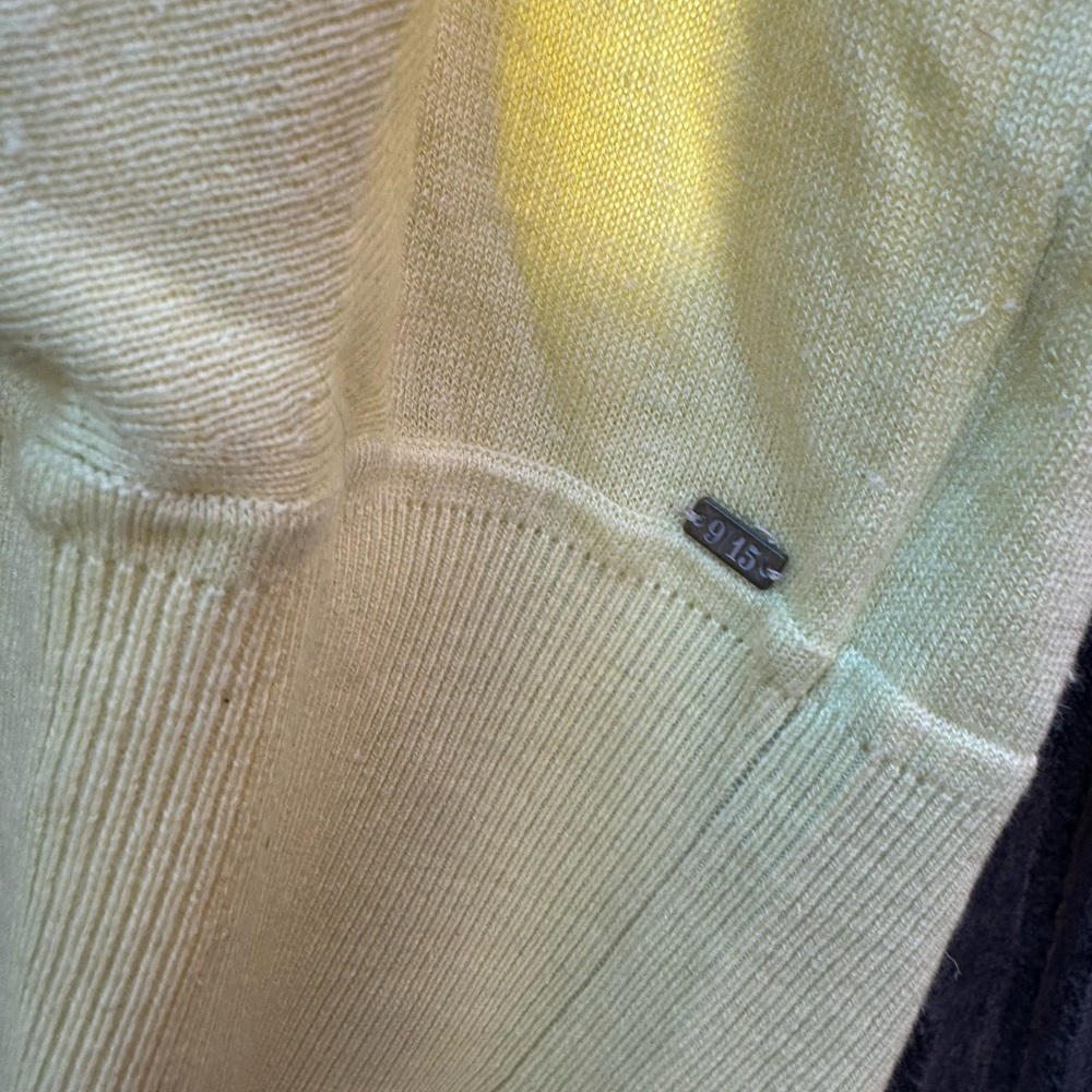 Saks Fifth Avenue 9|15 Yellow Silk and Brown Leather Racerback Faux Wrap Blouse - Picture 3 of 12